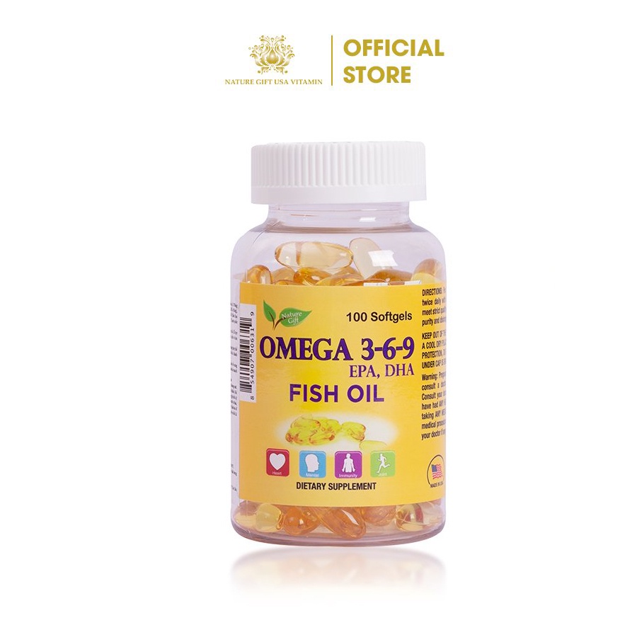 Viên Uống Dầu Cá Omega 369 của Mỹ, Tốt Cho Tim Mạch, Bổ Mắt và Não - Nature Gift USA