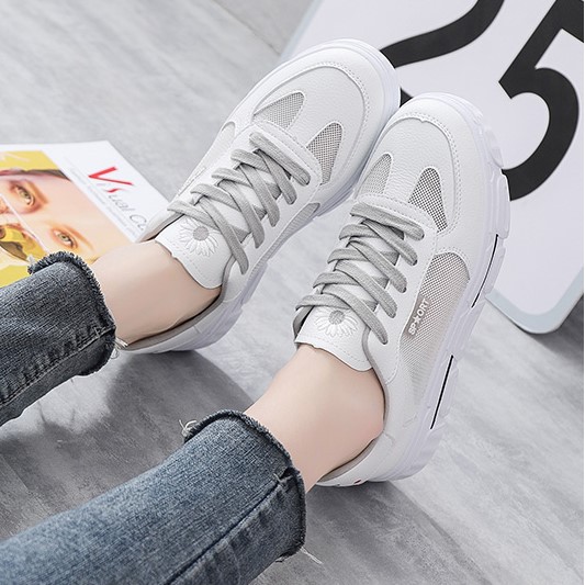 Giày thể thao nữ trắng giá rẻ đế bằng giày sneaker nữ trắng cao cấp hot trend AZUKA - C2