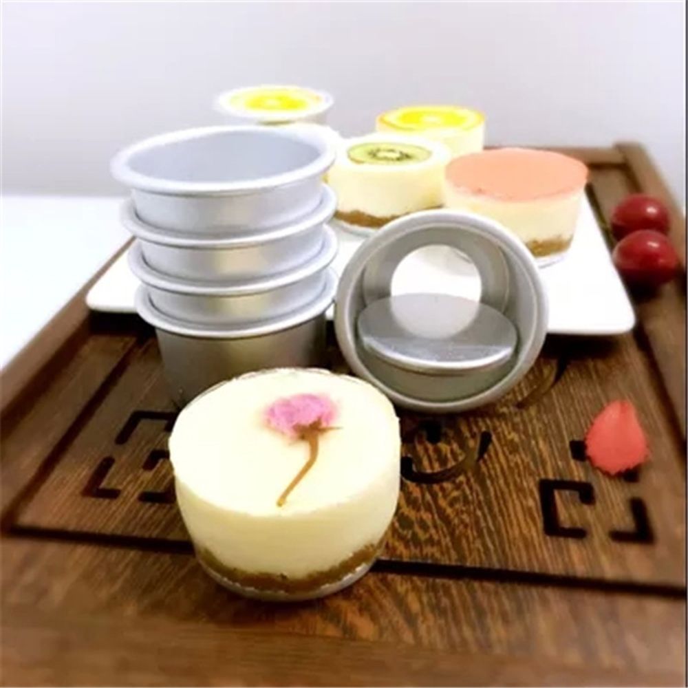 Bộ 3 khuôn tự làm bánh kem thiết kế nghệ thuật hình tròn bằng hợp kim nhôm chất lượng cao có đế tháo rời độc đáo