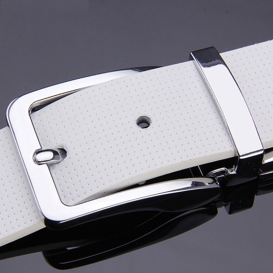 Thắt lưng trắng Batoorap khóa gài bằng hợp kim bạc xoay cho nam 33mm Z968P68P