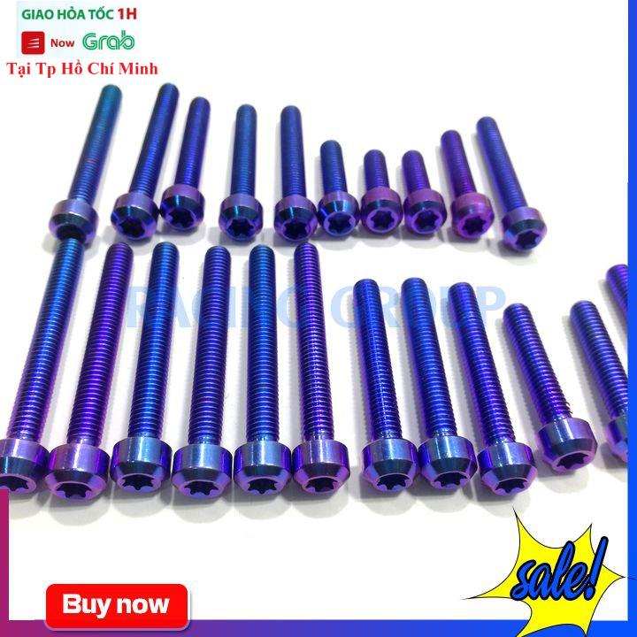 Bộ Ốc Lốc Máy GR5 Gắn Xe Máy Ex135 22 Con Màu Titan và Lục Bảo