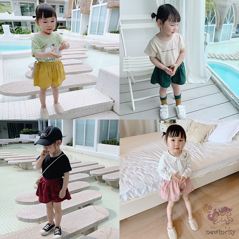 Quần Đùi Đi Biển Màu Trơn Phong Cách Hàn Quốc Cho Bé