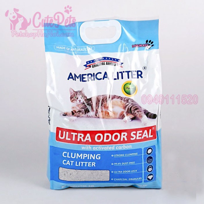 Cát Vệ Sinh Cho Mèo America Litter 10L - Cutepets phụ kiện chó mèo Pet shop Hà Nội Hàng chính hãng