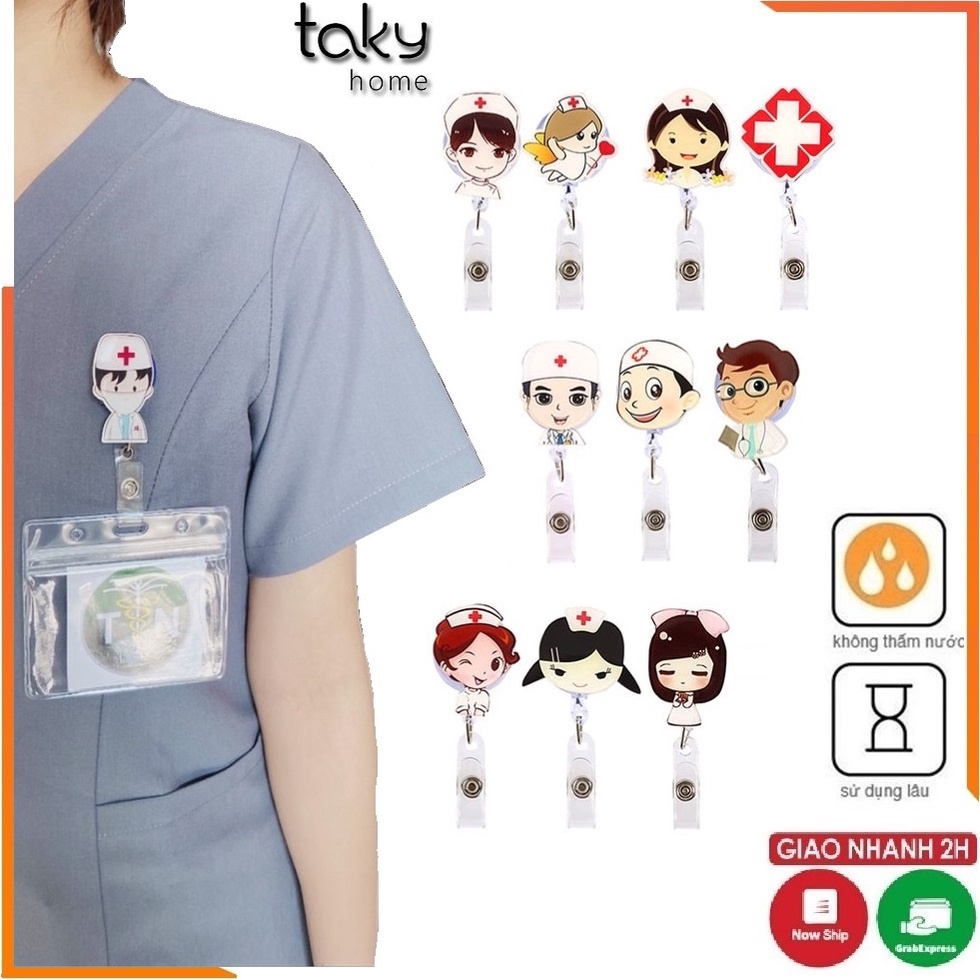 Dây Gài Đeo Thẻ Đáng Yêu Hình Bác Sĩ, Điều Dưỡng, Y tá, Gắn Túi Áo Có Dây Kéo Dài, Tiện Dụng, TakyHome 5950