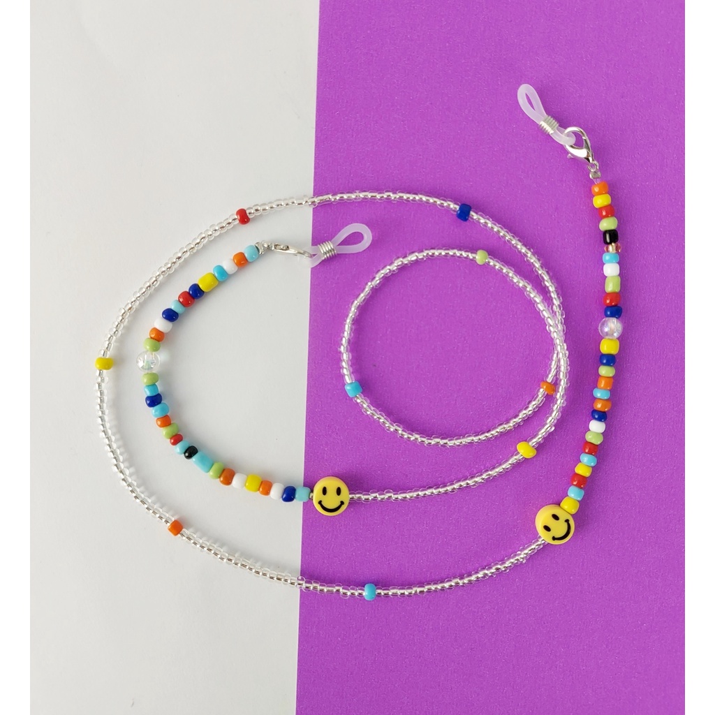 Dây đeo kính/ khẩu trang (Dài 80cm) - Mẫu 7 màu mặt cười