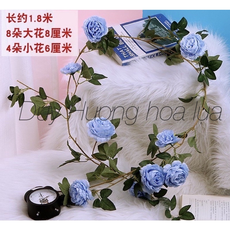 Hoa giả/Hoa lụa - Dây leo Hồng Trà dài 2m decor loại 1