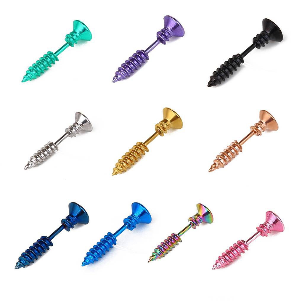 Bông tai hình đinh ốc bằng thép cao cấp thời trang không gây dị ứng