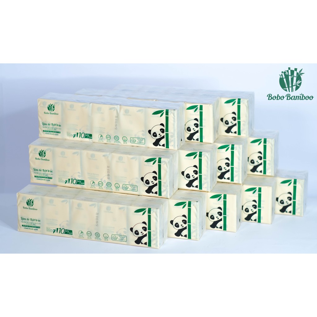 14 gói khăn giấy bỏ túi làm từ bột trúc siêu dai Bobo Bamboo