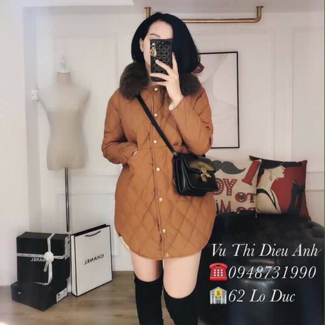 Áo phao trần trám cổ lông