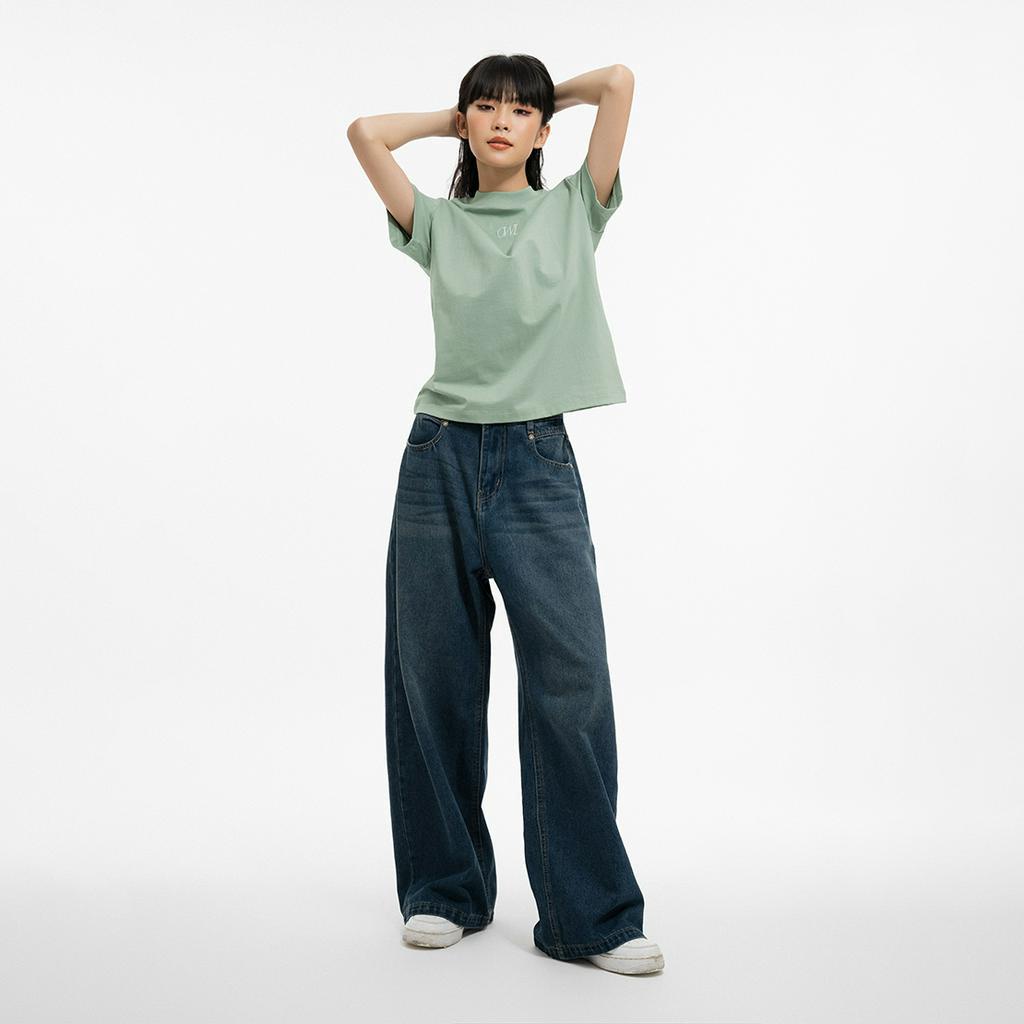 Áo thun nữ Owlbrand thêu logo /Xanh bơ