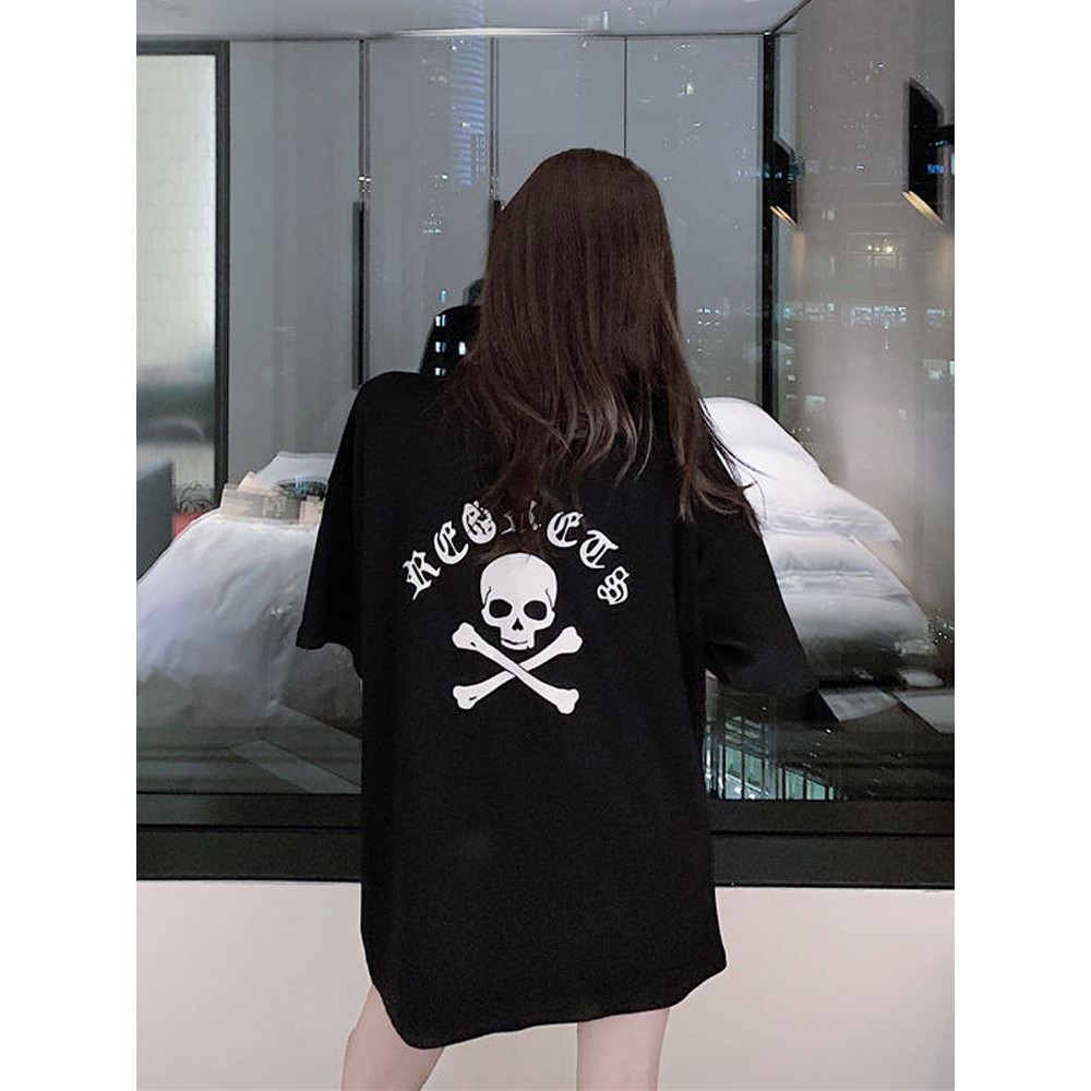 Áo Thun Phản Quang Tay Lỡ Unisex Nam Nữ Xương Chéo