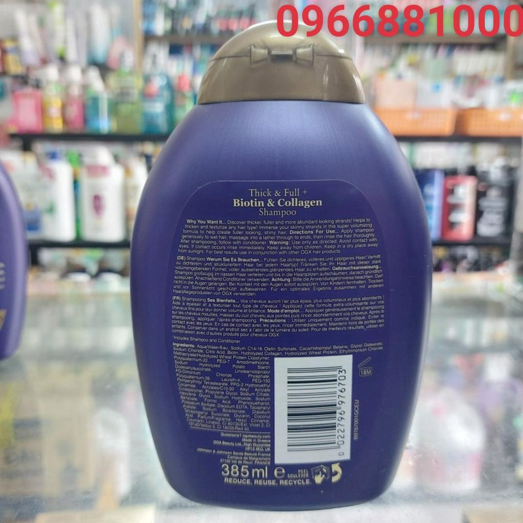 Bộ Dầu Gội Xả OGX Biotin&collagen Mỹ 385+385ml
