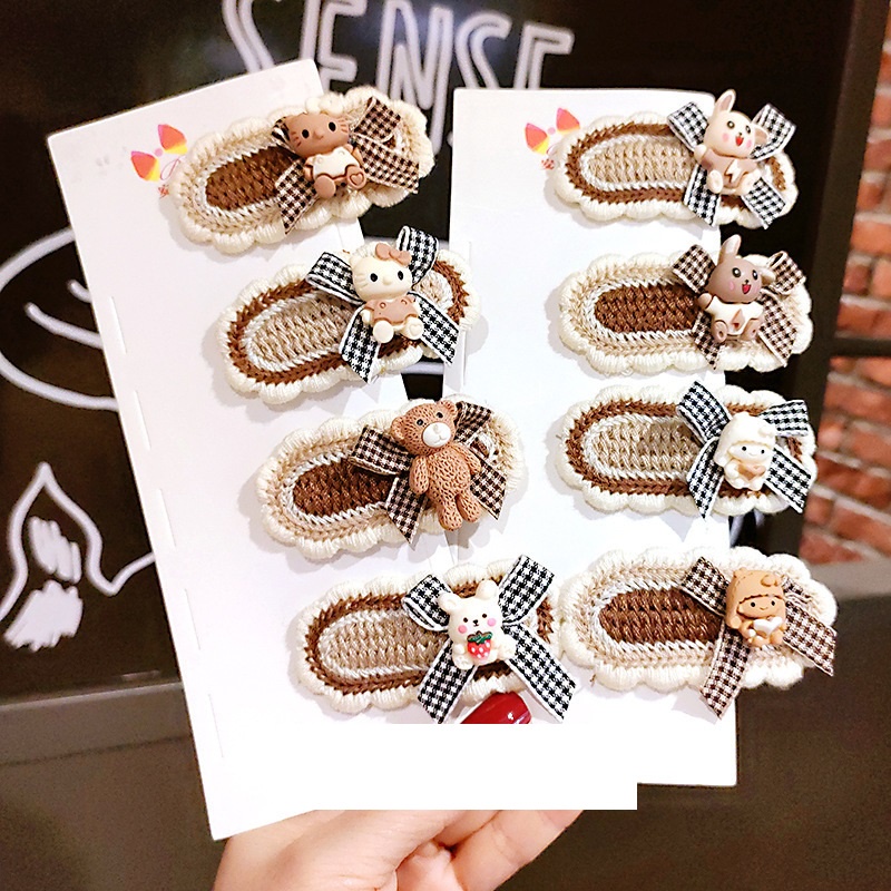 Kẹp tóc gấu thêu cute