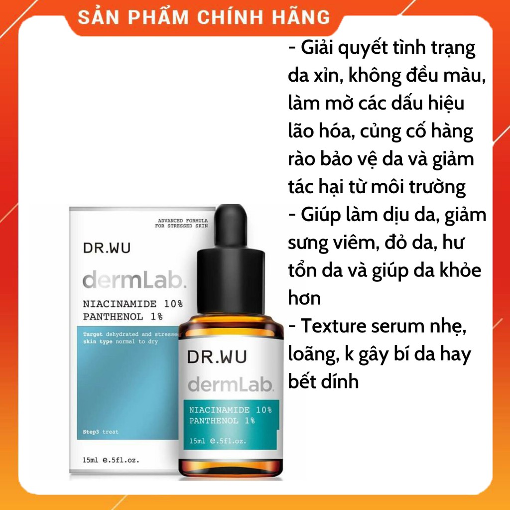 Serum Dr.Wu DermLab Niacinamide dưỡng ẩm chống lão hóa 15ml