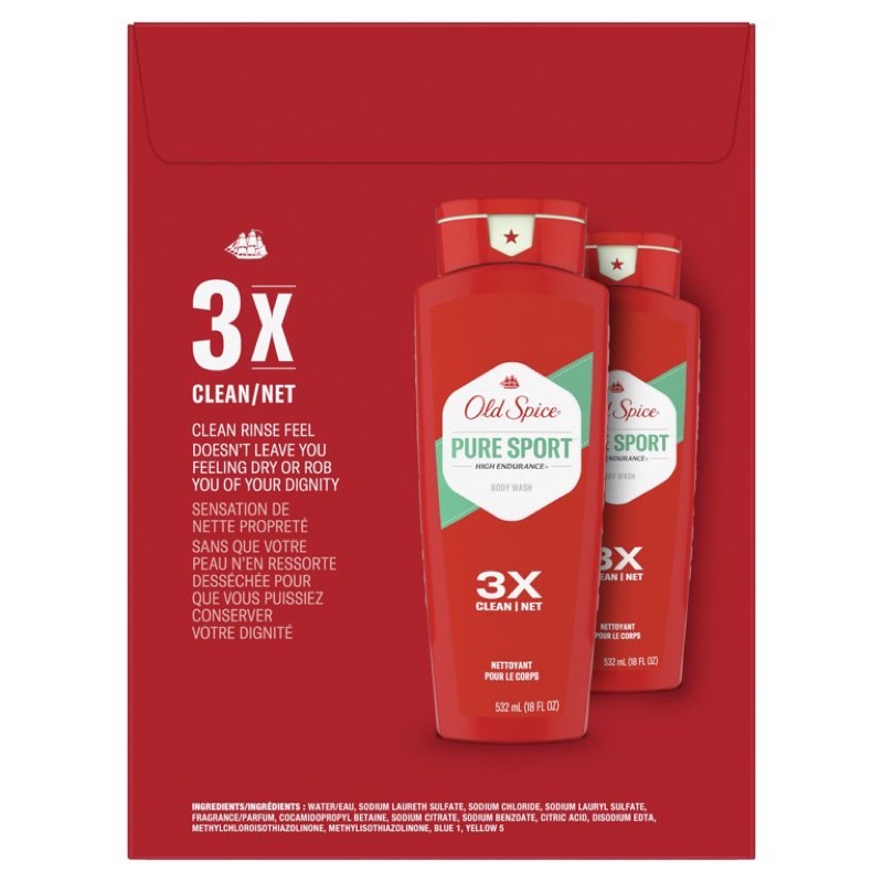 Sữa tắm nam gel Old Spice Pure Sport 532ml hương chanh & bạc hà Made in USA