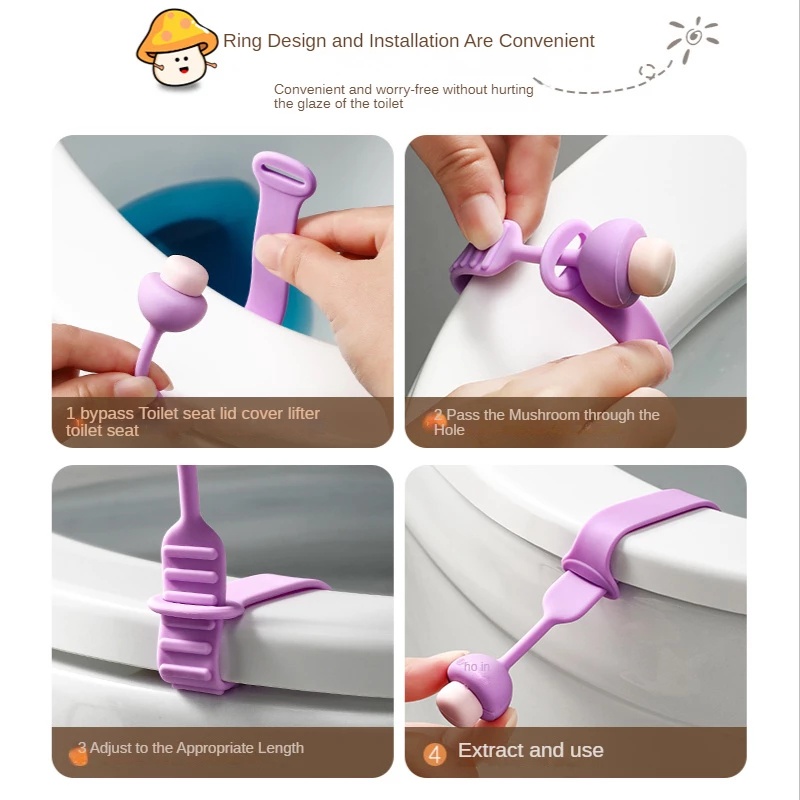 Dụng Cụ Nhấc Nắp Bồn Cầu Bằng Silicone Hình Nấm Sáng Tạo Chống Bẩn / Chống Bẩn Màu Kẹo