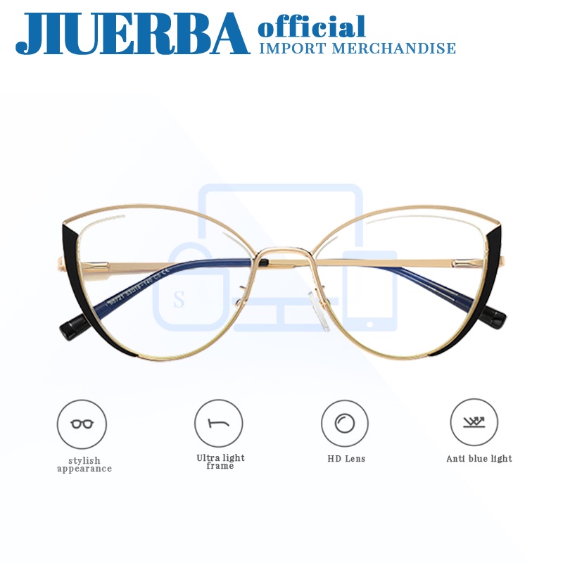 JIUERBA Mắt Kính Gọng Kim Loại Chống Bức Xạ Phong Cách Retro Cho Nữ 95712