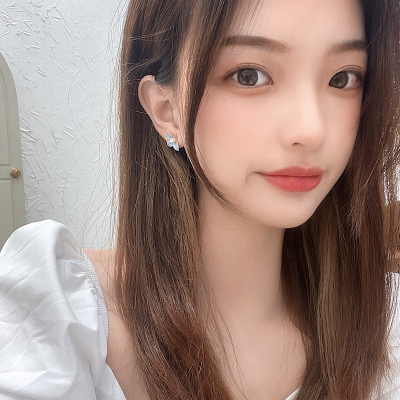 Bông Tai Mạ Bạc 925 Hình Hoa Đính Ngọc Trai Phong Cách Pháp Mới F909