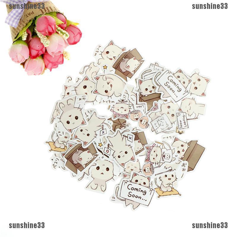 Set 45 miếng dán hình mèo trang trí xinh xắn dễ thương