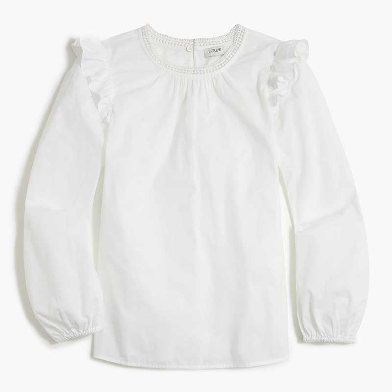 Áo kiểu nữ J.Crew Long Sleeve Ruffle Shoulder - nhiều màu
