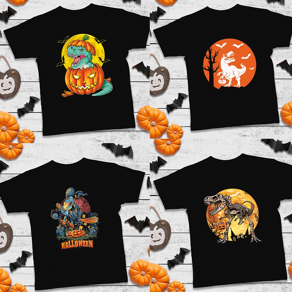 Áo Thun Tay Ngắn Họa Tiết halloween Khủng Long Ngộ Nghĩnh Cho Bé
