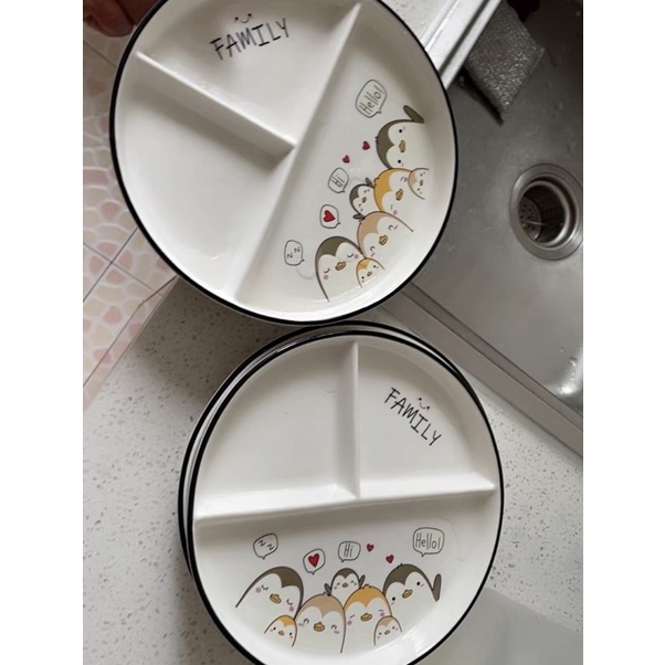 Đĩa Sứ Chia Ngăn Để Đồ Ăn Tiện Lợi