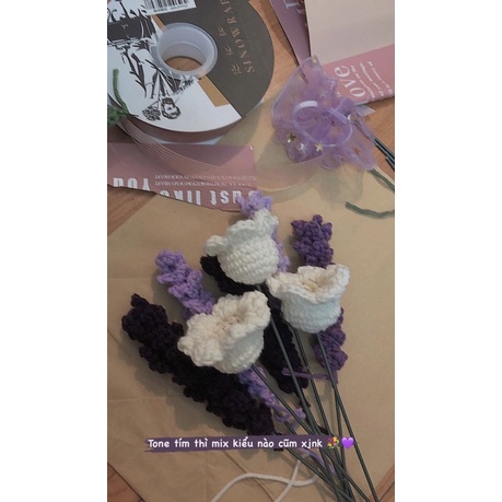 (V001) Bó Hoa Len Tone Tím Handmade 💐