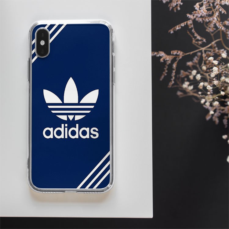 Ốp lưng logo ADIDAS trắng xanh 3 sọc ghi cho Iphone 5 6 7 8 Plus 11 12 Pro Max X Xr ADIPOD00094