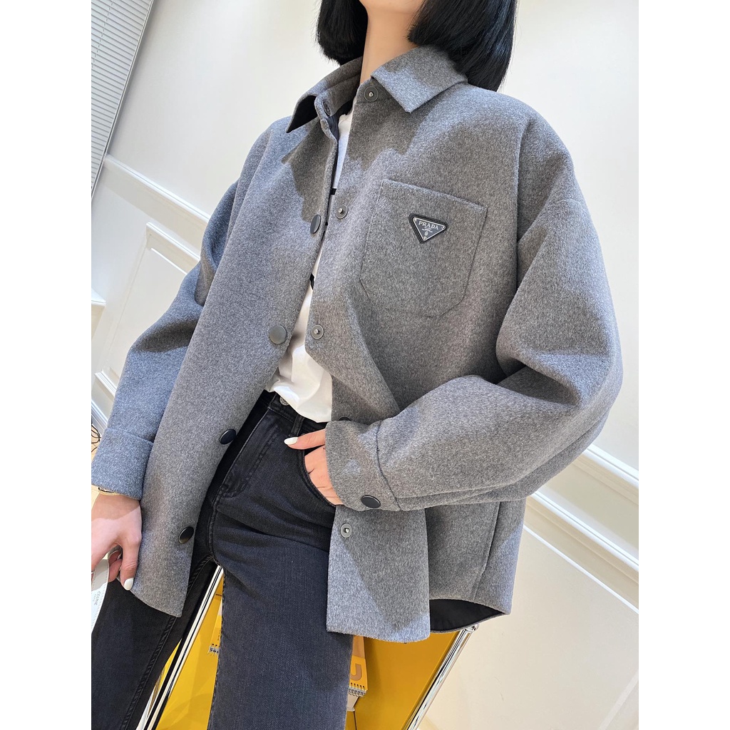 Áo khác dạ nữ thời trang cao cấp PRADA kiểu dáng trẻ trung, basic
