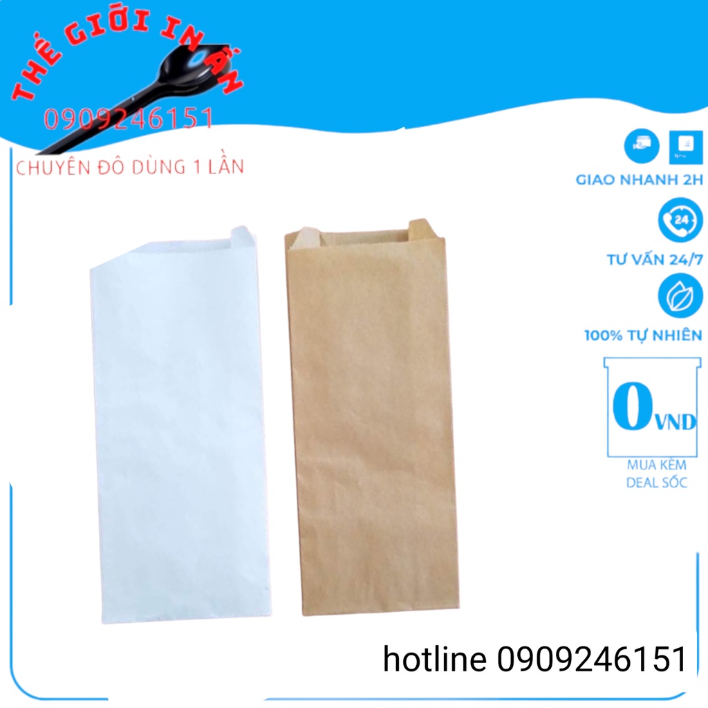 100 Túi giấy đựng bánh mì 10x23 tiện lợi nhiêu họa tiết vệ sinh an toàn thực phẩm giá rẻ--THẾ GIỚI IN ẤN2021