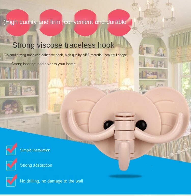 Móc treo đồ dán tường thiết kế kiểu con voi dễ thương