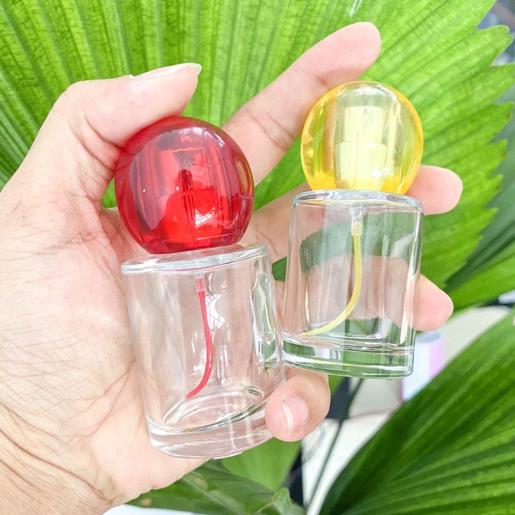 Chai lọ đựng nước hoa thủy tinh hình trụ nắp tròn nhiều màu dung tích 30ml dạng phun sương