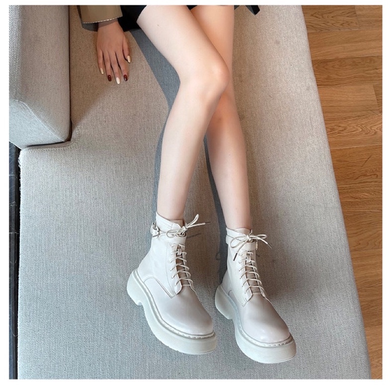 Boots martin cổ ngắn ulzzang đan dây đế cao 4cm