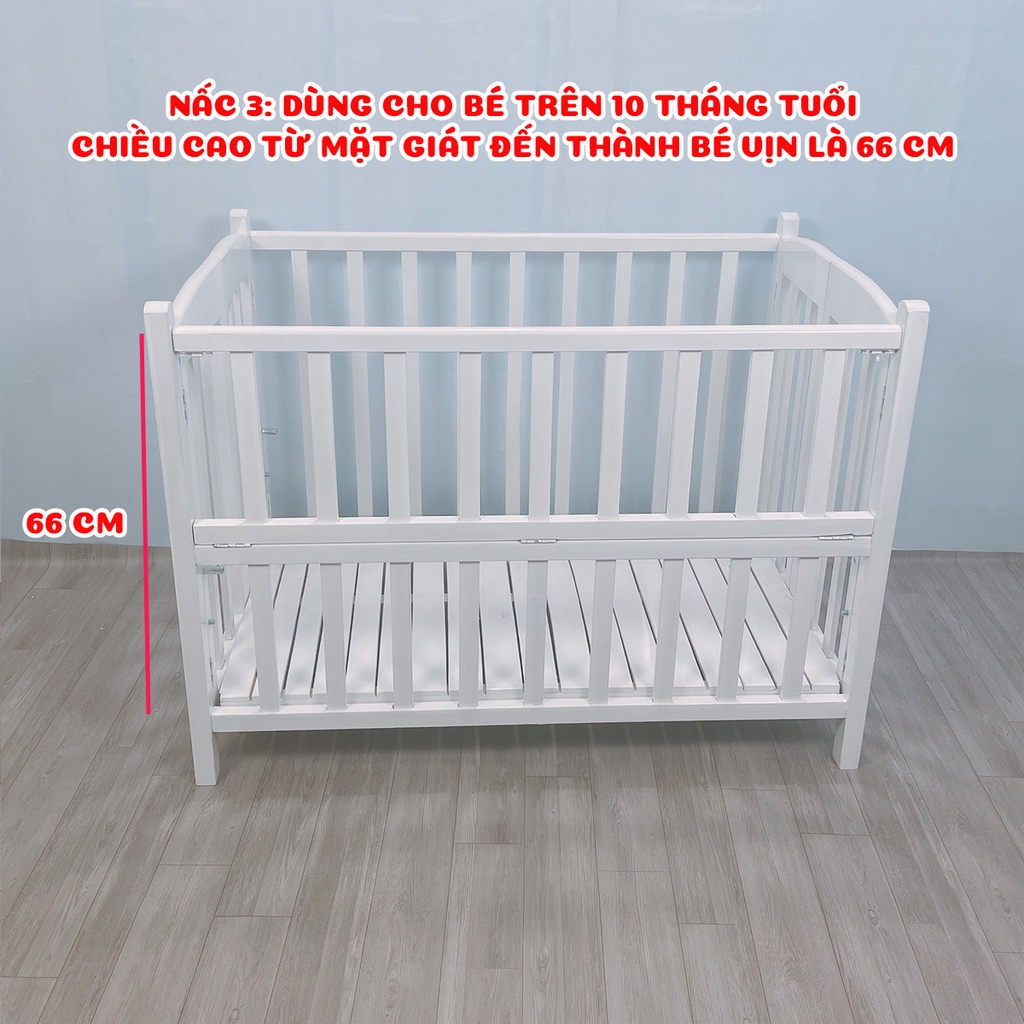 Giường Cũi Cho Bé Cũi Gỗ Quế Xuất Khẩu 3 Tầng Kidssun Kích Thước 80x130x86 cm Chịu Lực 100kg An Toàn Cho bé BH 24 Tháng