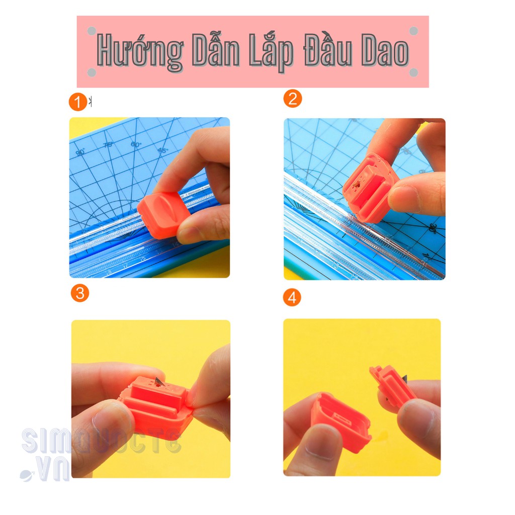 Bàn Cắt Giấy Mini Khổ A3/A4/A5 Tiện Dụng Cắt Được Giấy 300gsm Tặng Kèm 5 Lưỡi Dao Thay Thế