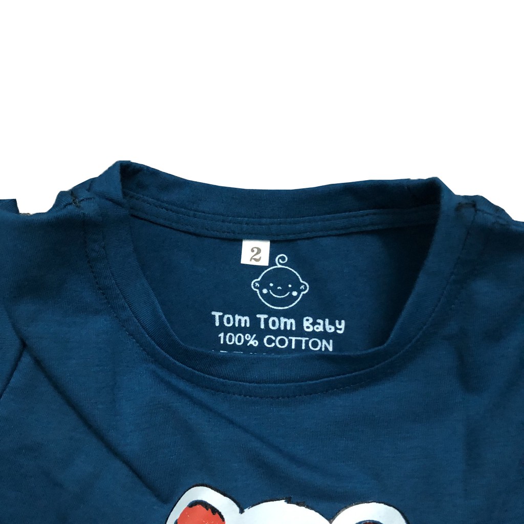 Áo Thun bé trai cộc tay 100% cotton 4 chiều (loại 1) TOMTOM BABY- Áo Xanh Đậm- Giao giống hình