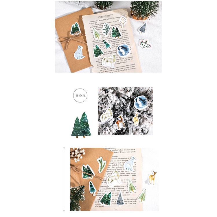 Bộ 45 tấm hoạ tiết khu rừng sáng tạo trang trí album thủ công/nhật ký