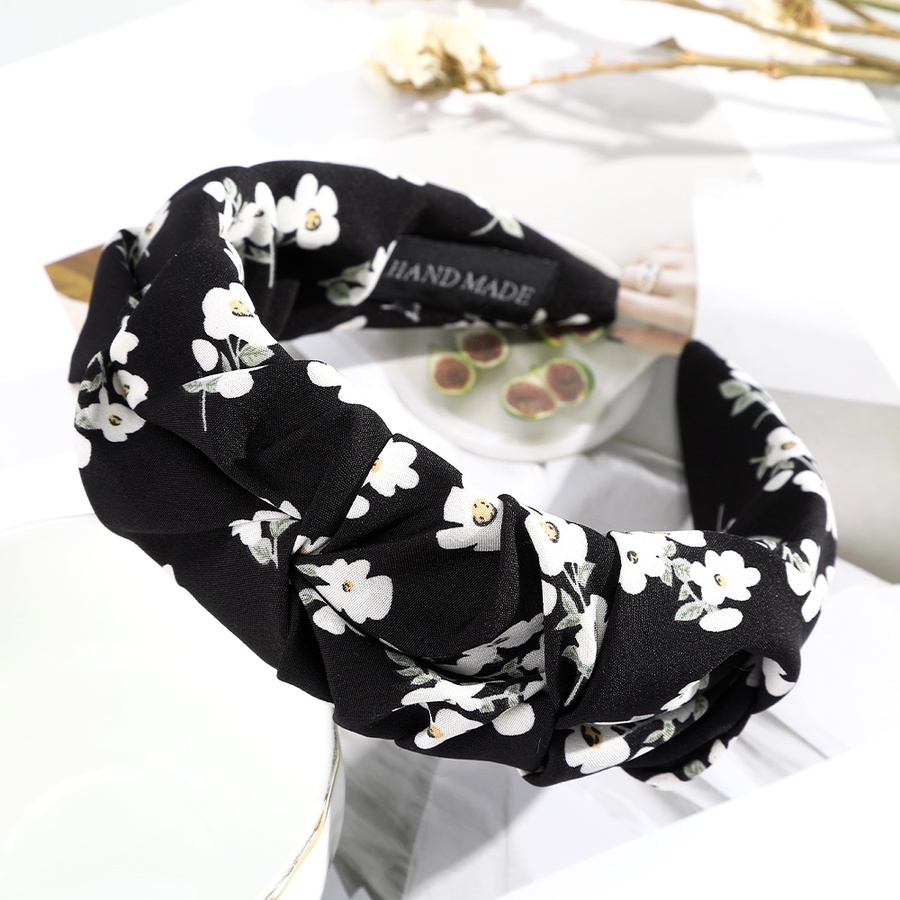 Băng đô cài tóc bản rộng xếp ly họa tiết hoa phong cách Hàn Quốc thời trang dành cho nữ