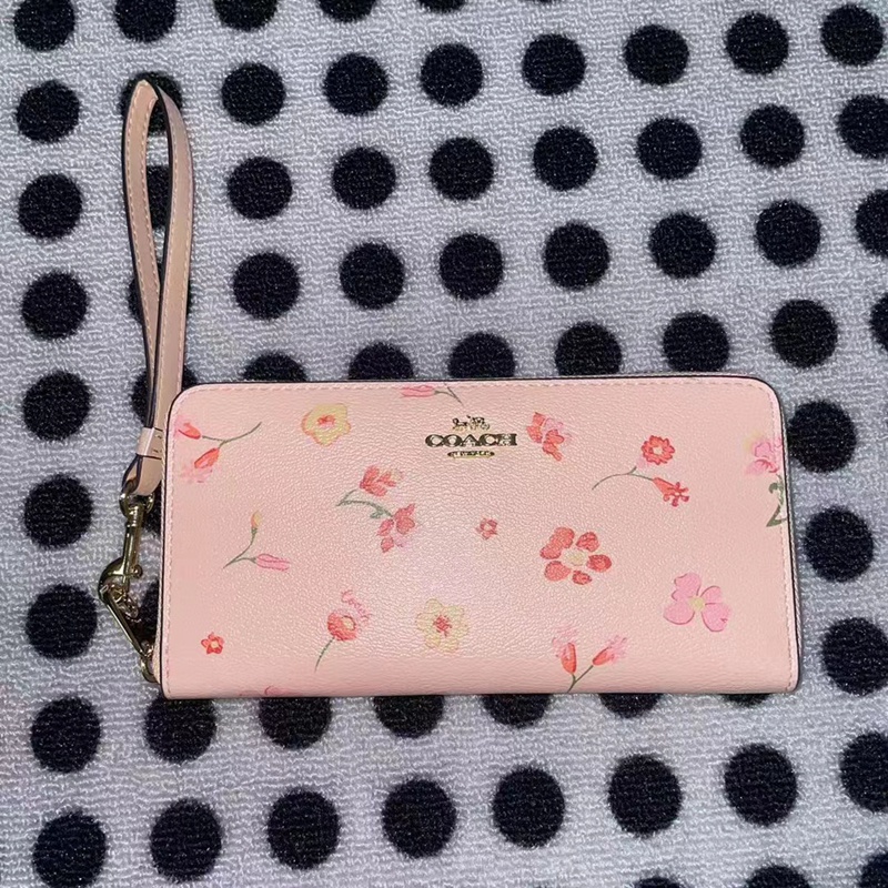 Ví Coach Cho Nữ Da Di Động Dây Đeo Tay Zip Ví Dài C8694 C8695 C9714