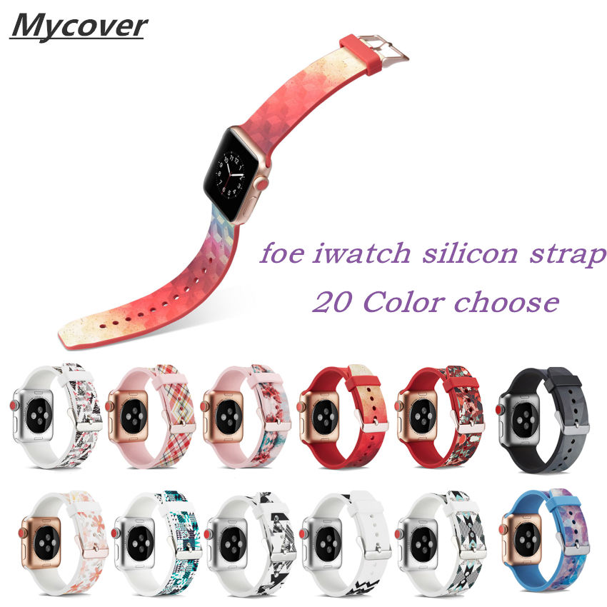 Dây đeo silicon 38mm 40mm 42mm 44mm in họa tiết không phai màu kẹo cho iWatch Series 6 SE 5 4 3 2 1 Band