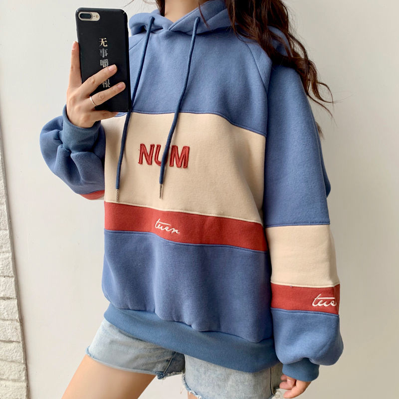 Áo khoác hoodie lông cừu chui đầu kiểu Hàn Quốc thời trang 2019 cho nữ