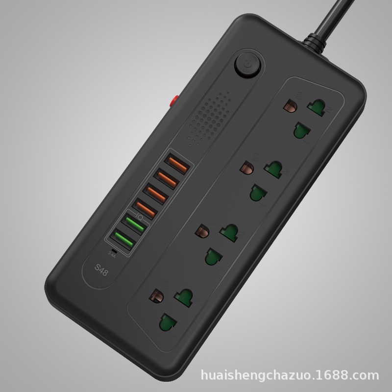 Ổ cắm điện đa năng, thông minh 6 USB IQ sạc nhanh chịu tải 3000W an toàn chống giật cháy nổ