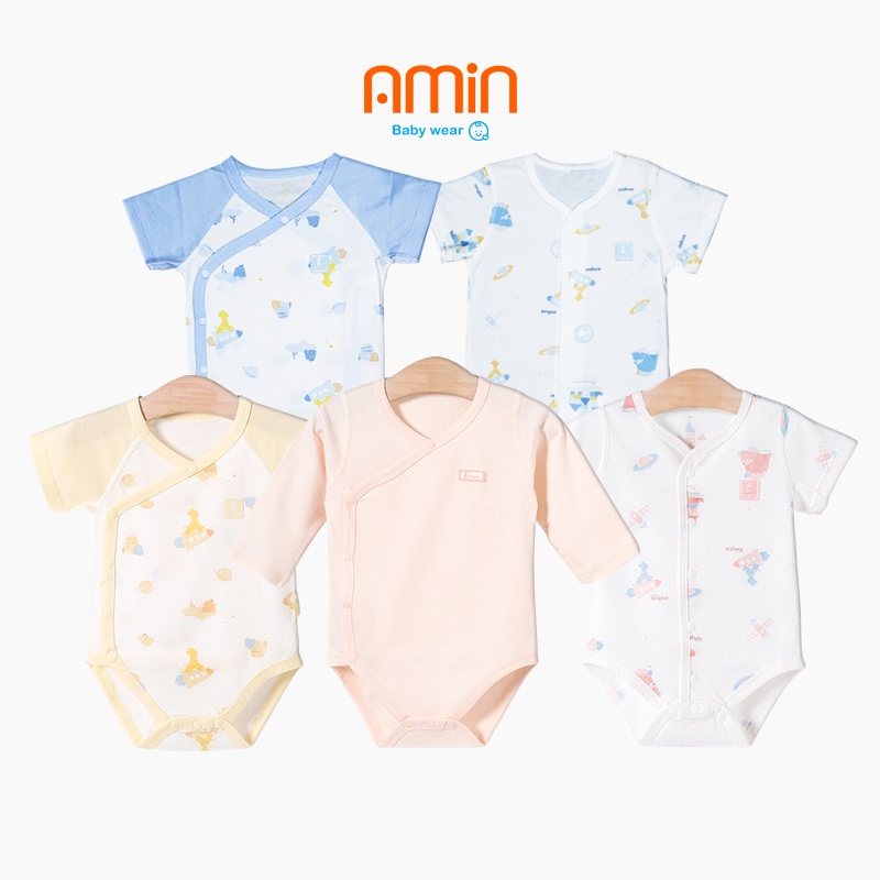 Bộ đồ body chip sơ sinh dưới 6 tháng 100% vải cotton họa tiết dễ thương