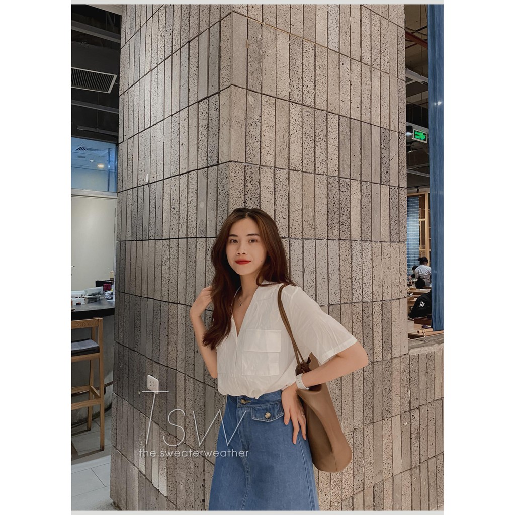 Áo sơ mi cộc tay cổ pijama voan 2 túi (Ảnh thật) | BigBuy360 - bigbuy360.vn