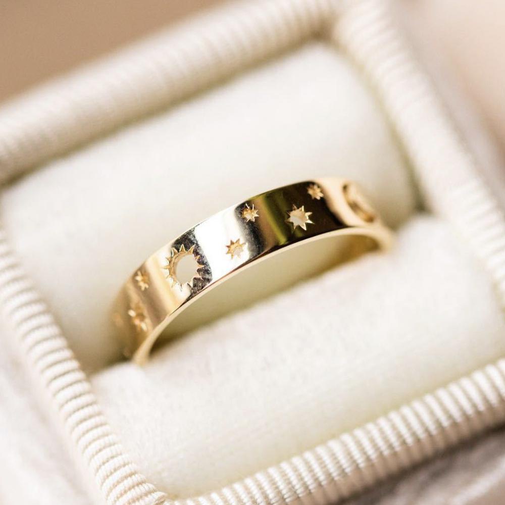 JARRED Nhẫn Đính Hôn Hình Trăng Sao Đơn Giản Sáng Tạo Thời Trang Cho Nam Và Nữ