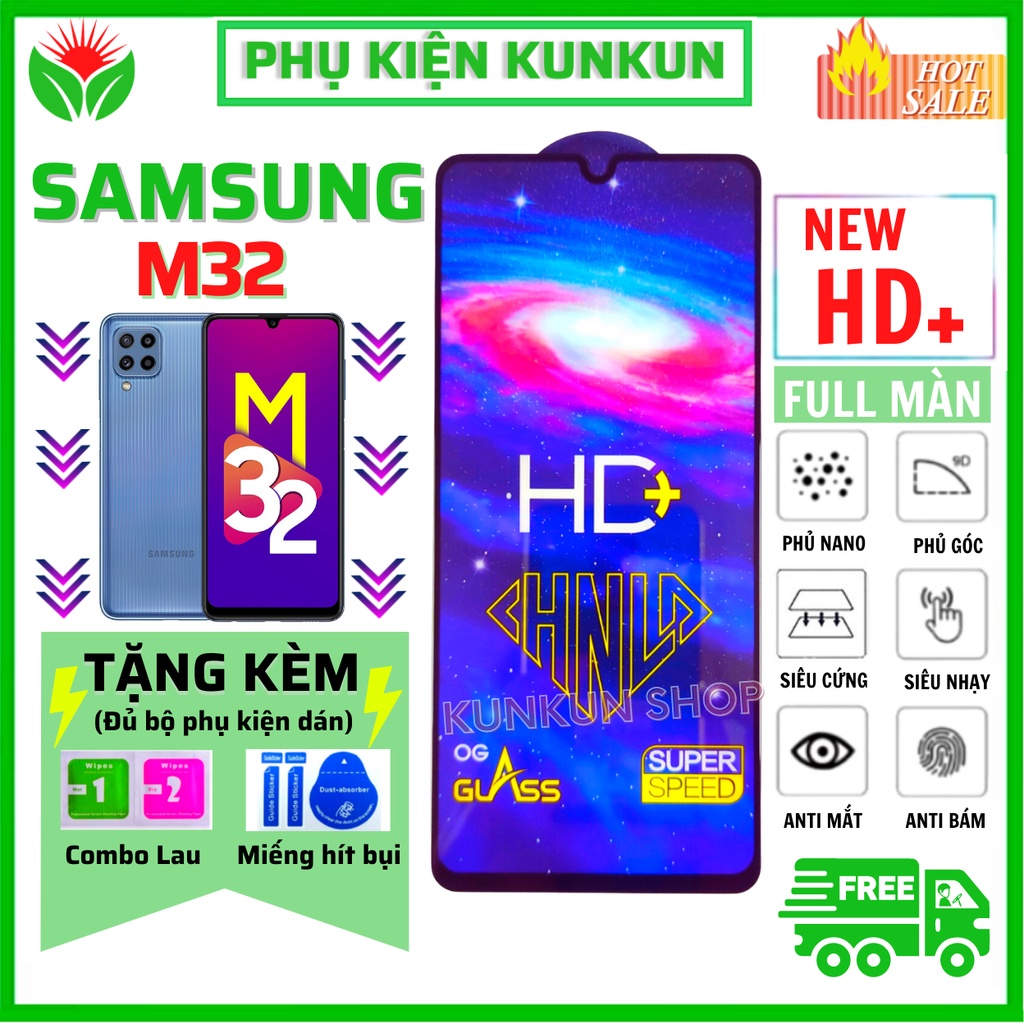 Kính Cường Lực Samsung M32 - Full màn hình - Độ cứng 99H - Bảo hành 1 đổi 1 - Chống va đập tốt - Độ sáng HD+