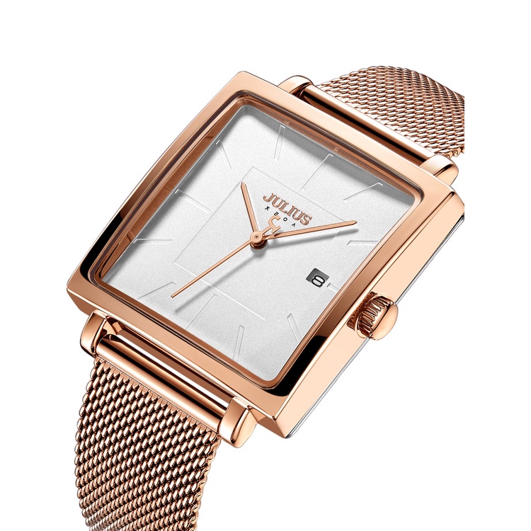 Julius Đồng Hồ Quartz Mặt Vuông Chất Liệu Thép Không Gỉ Chống Thấm Nước Thời Trang unisex ja-1207