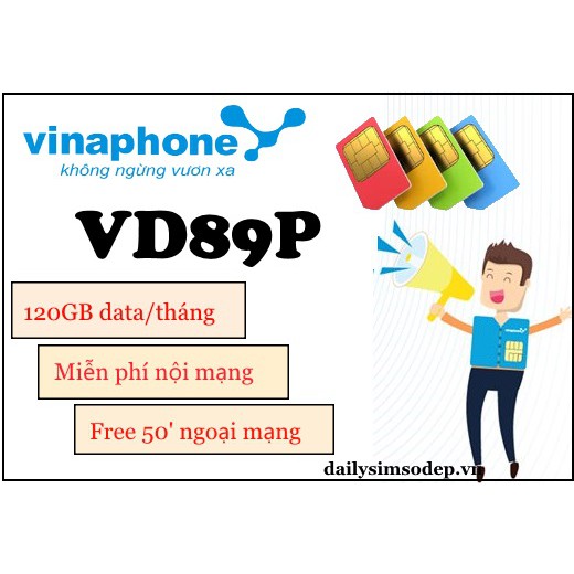 SIM 4G VINAPHONE VD149 siêu khủng 120gb/tháng gọi nội mạng miễn phí 200P NGOẠI MẠNG