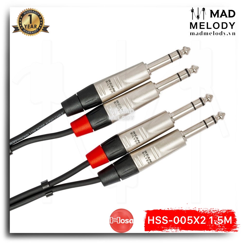 Hosa Pro Stereo Interconnect HSS-010X2  [Dây cáp loa 6.35mm TRS, NEW & chính hãng