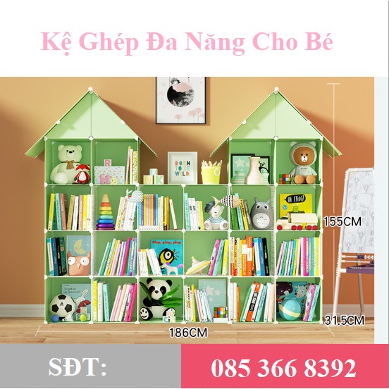 Kệ sách cho bé đa năng - tấm ghép tặng phụ kiện đầy đủ lắp ráp